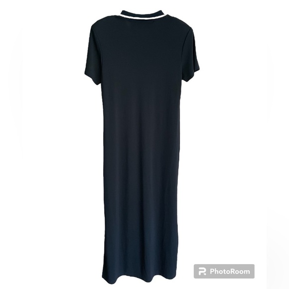 Vintage Liz Claiborne Maxi Shift Dress Black Knit Short Sleeve Size Large - Picture 3 of 5